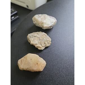Natural White Quartz Calcite Rough Stones Lot of 3 Raw Mineral Specimens